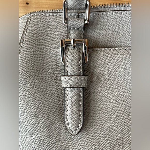 Michael Kors Light Gray Ciara Large Saffiano Leather Satchel - Picture 7 of 16